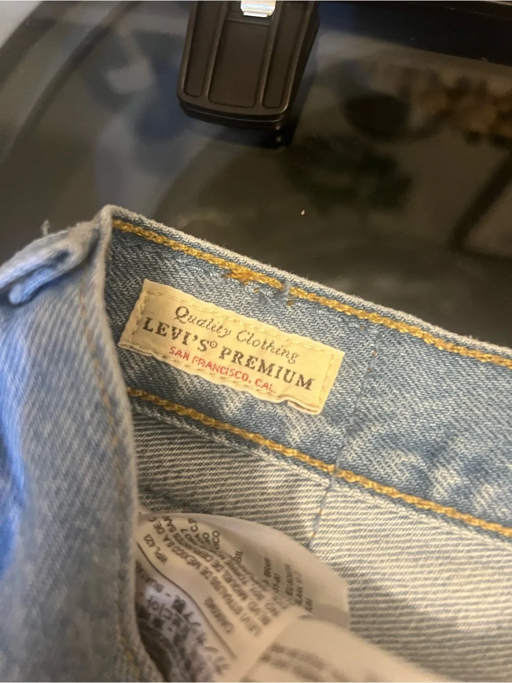 Levi's Light Blue Frayed Hem High-Rise Denim Shorts